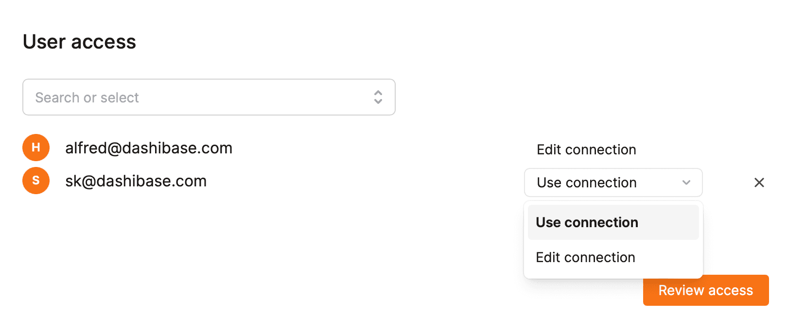 Set user access to data source in Dashibase